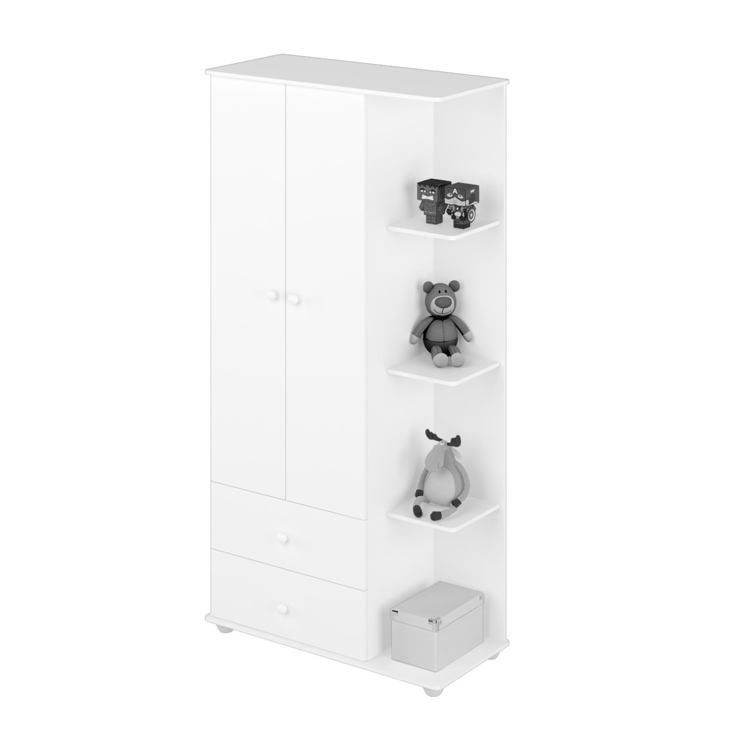 Encontraproduto.com.br - Quarto de Bebê Completo com 1 Berço Cama 1 Roupeiro 1 Cômoda Sol Móveis Percasa Branco