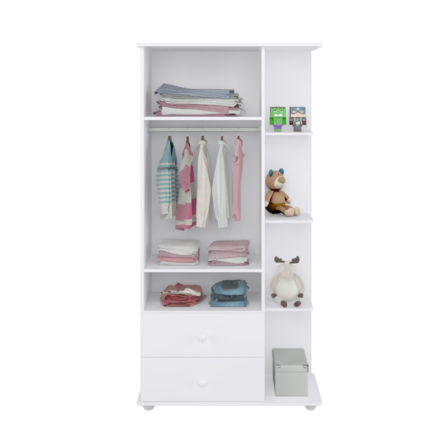 Encontraproduto.com.br - Quarto de Bebê Completo com 1 Berço Cama 1 Roupeiro 1 Cômoda Sol Móveis Percasa Branco