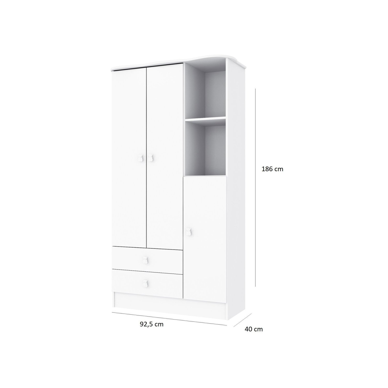 Encontraproduto.com.br - Quarto de Bebê Completo Guarda Roupa 3 Portas 2 Gavetas com Berço Lua Móveis Percasa Branco
