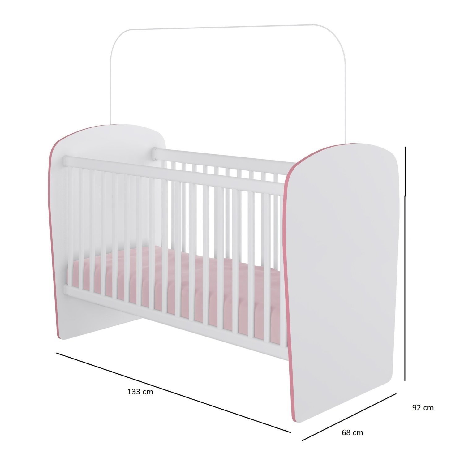 Encontraproduto.com.br - Quarto de Bebê Completo Guarda Roupa 3 Portas 2 Gavetas com Berço Lua Móveis Percasa Branco/Rosa