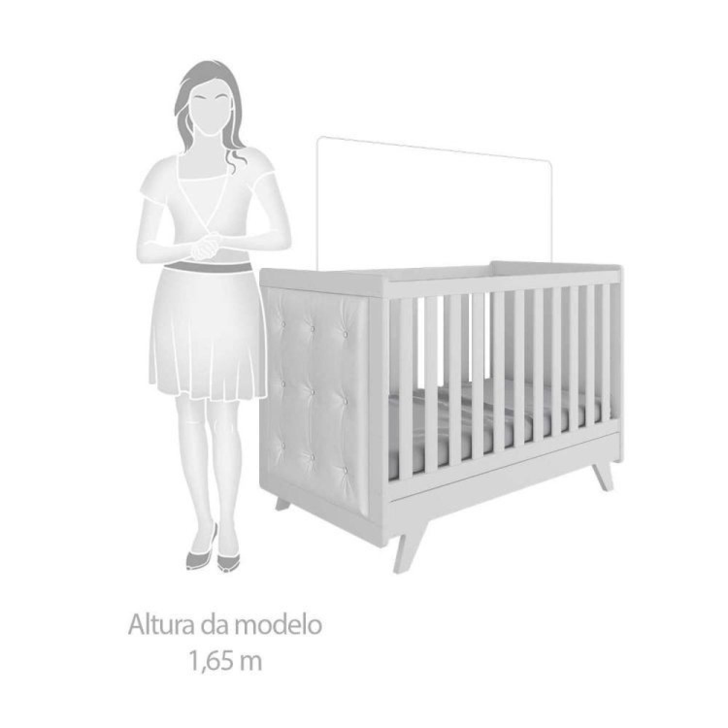 Encontraproduto.com.br - Quarto de Bebê com Guarda Roupa e Berço com Capitonê Retrô Jolie Branco/Brilho