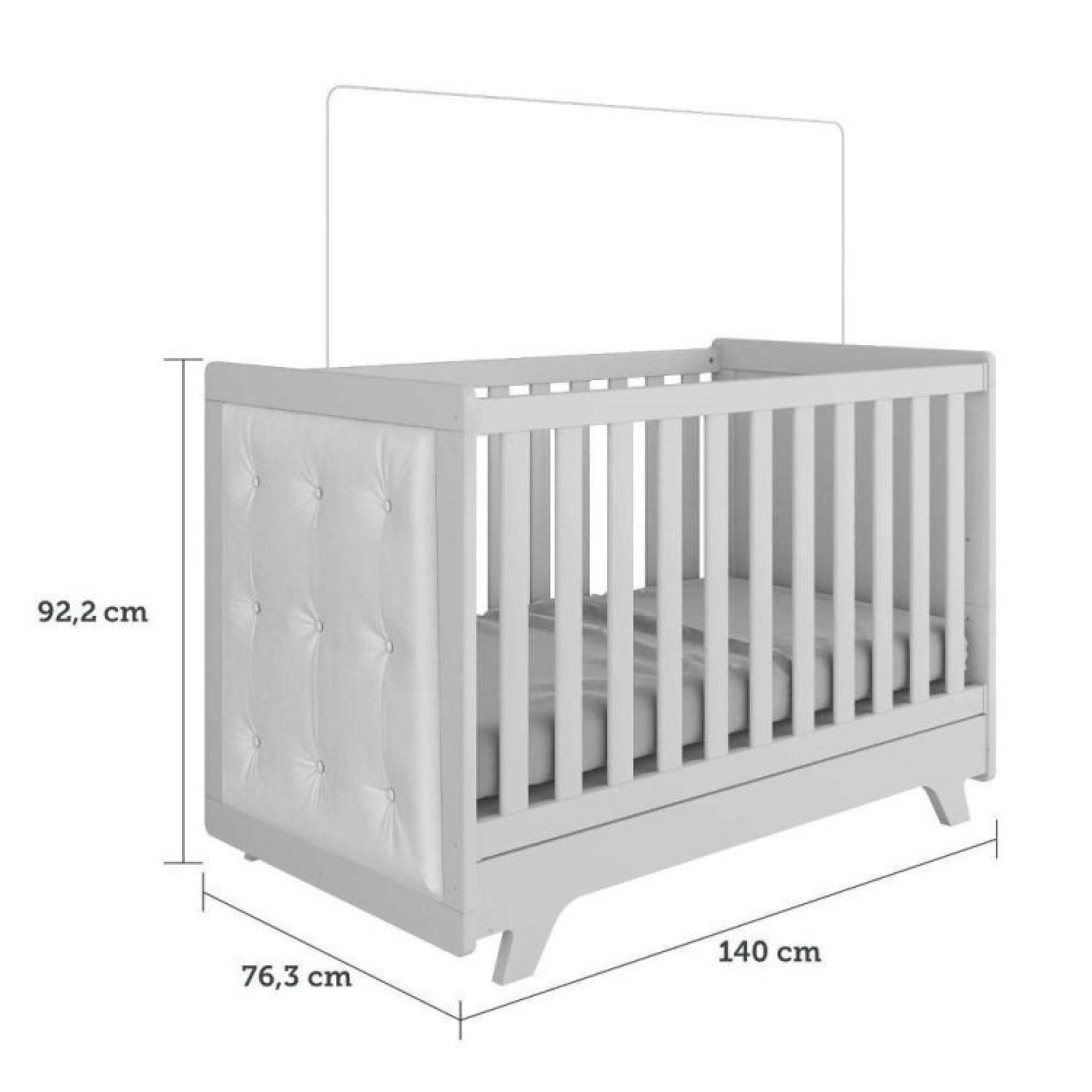 Encontraproduto.com.br - Quarto de Bebê com Guarda Roupa e Berço com Capitonê Retrô Jolie Branco/Brilho