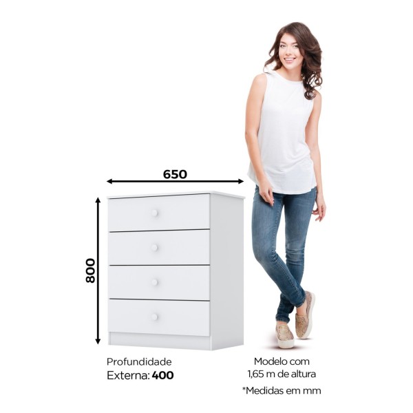 Encontraproduto.com.br - Cômoda Infantil 4 Gavetas Sonho Encantado Espresso Móveis Rústico/branco