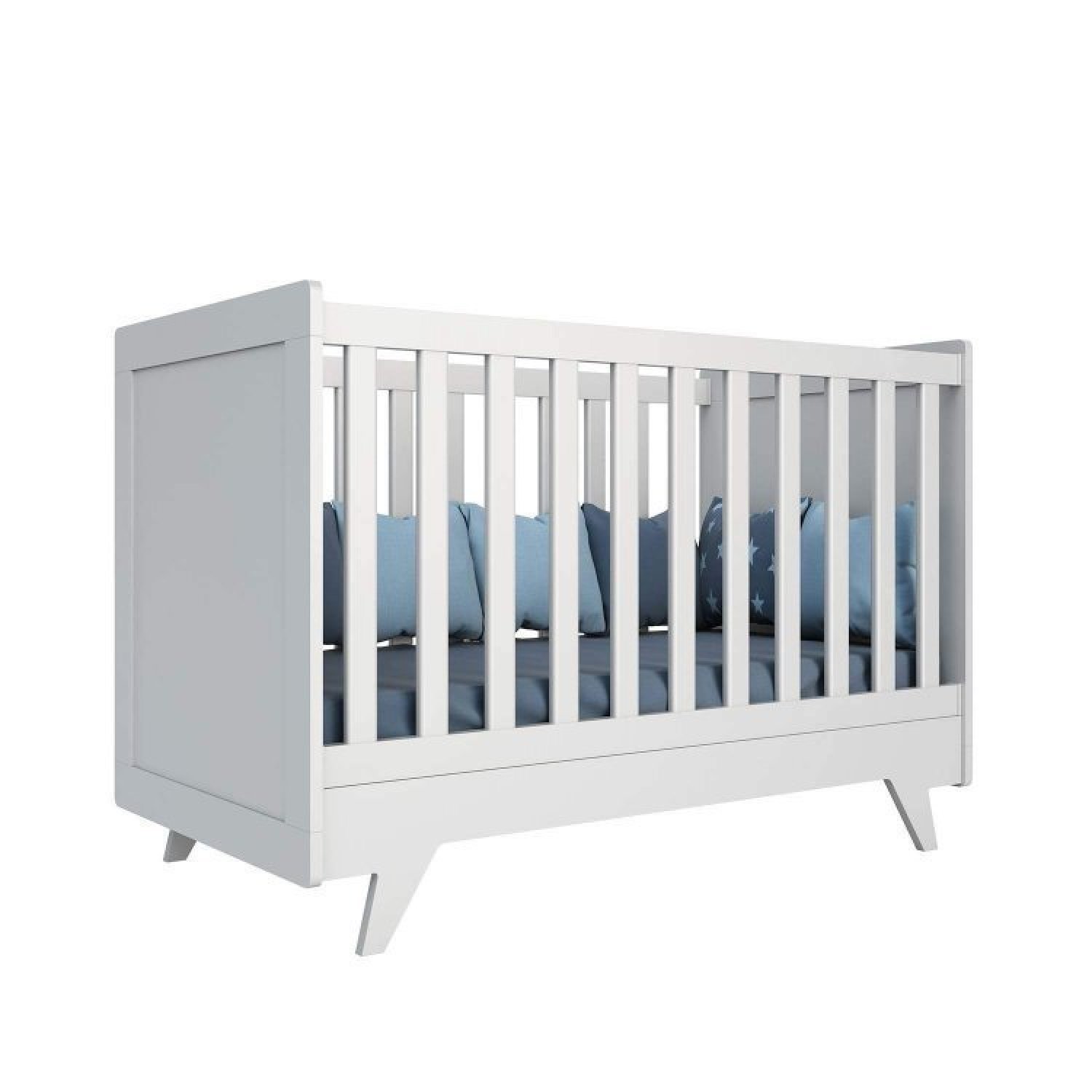 Encontraproduto.com.br - Quarto de Bebê Completo com Guarda Roupa 4 Portas 3 Gavetas Cômoda e Berço Retrô Branco