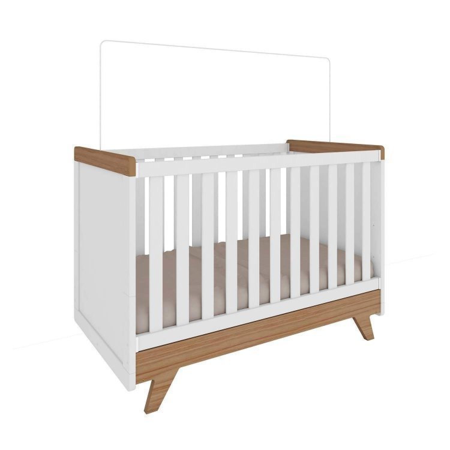 Encontraproduto.com.br - Quarto de Bebê Completo com Berço e Guarda Roupa 100% MDF Jolie Retrô Branco Brilho/Carvalho