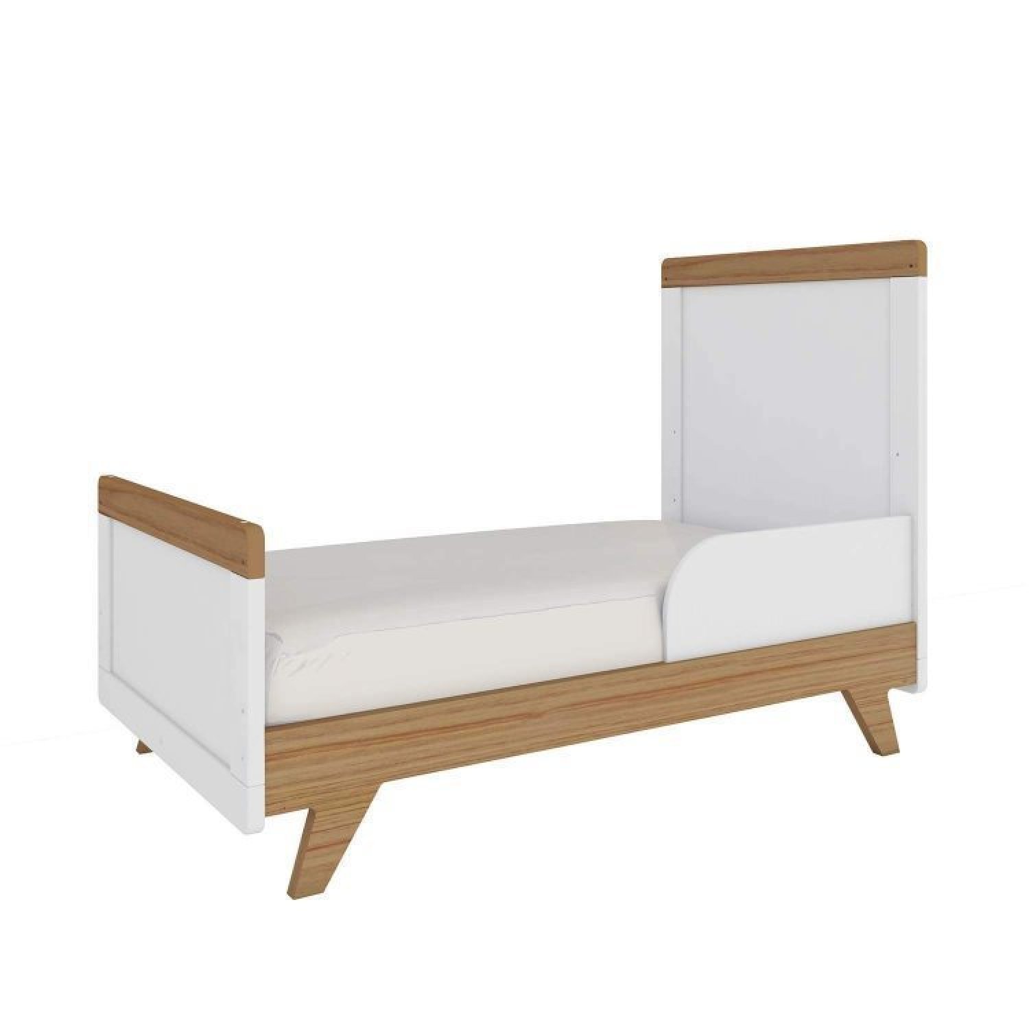 Encontraproduto.com.br - Quarto de Bebê Completo com Berço e Guarda Roupa 100% MDF Jolie Retrô Branco Brilho/Carvalho