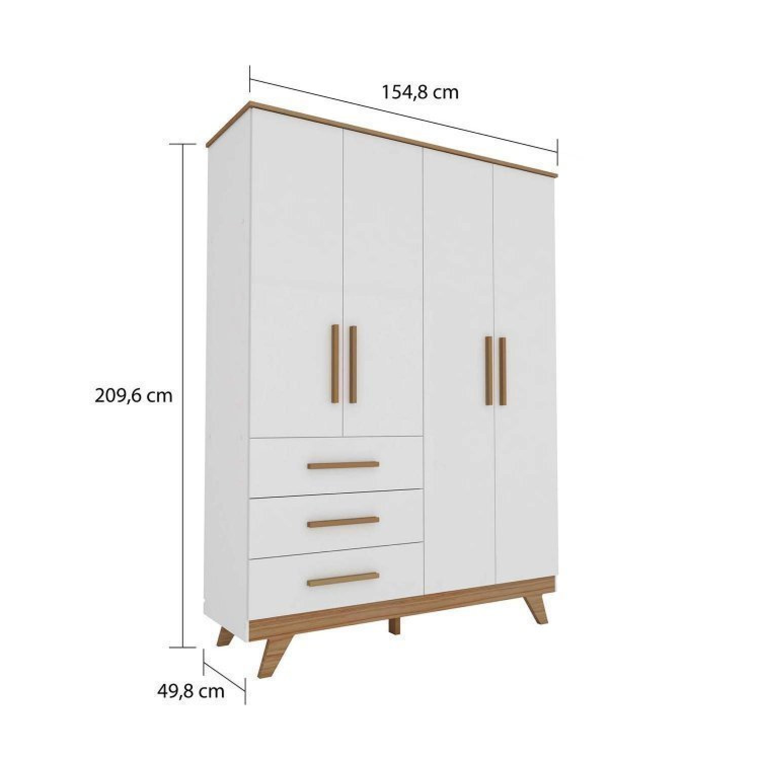 Encontraproduto.com.br - Quarto de Bebê Completo com Berço e Guarda Roupa 100% MDF Jolie Retrô Branco Brilho/Carvalho