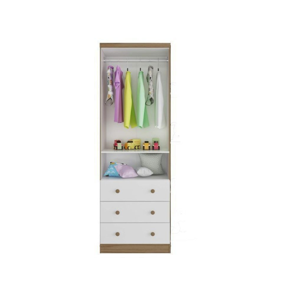 Encontraproduto.com.br - Quarto Infantil+Guarda Roupas 2pts 3gvts Branco/Carvalho