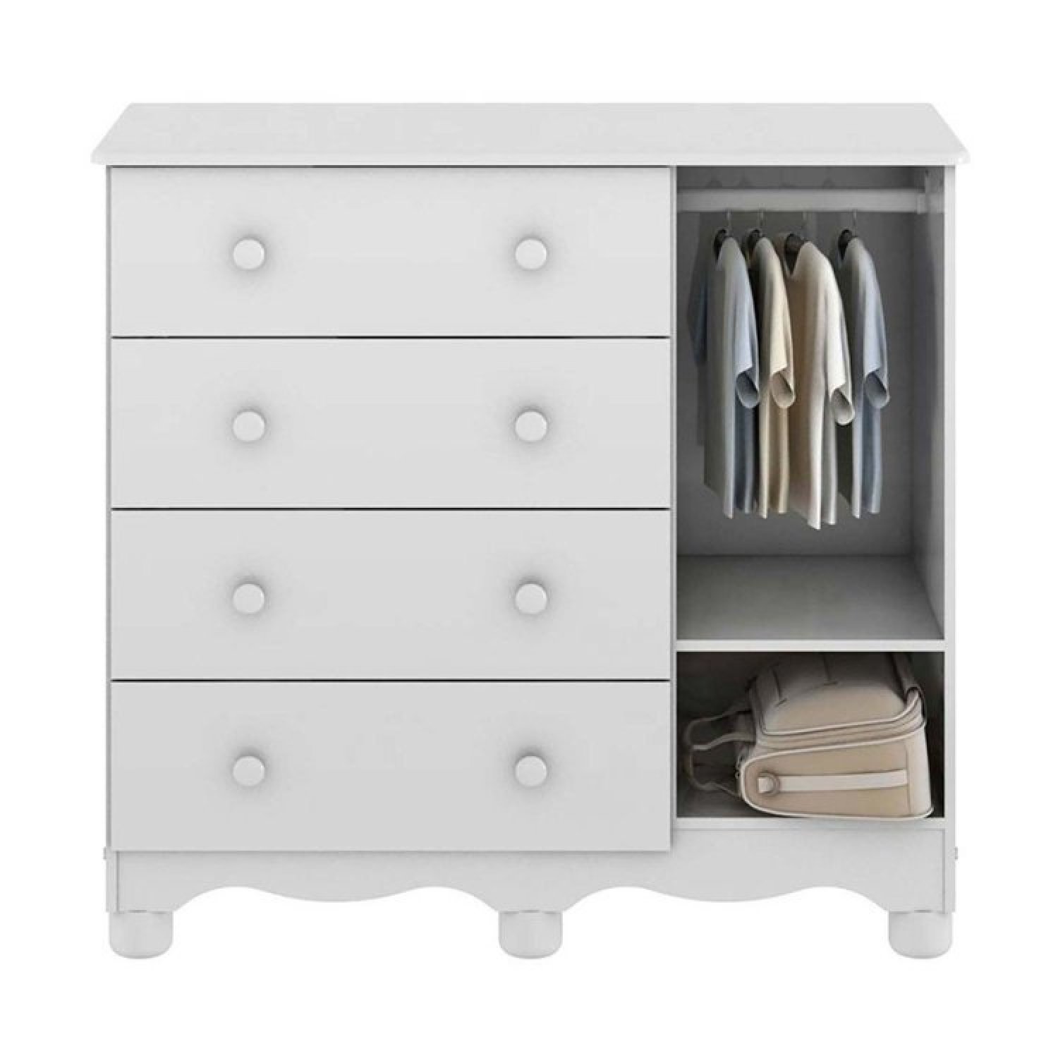 Quarto De Bebê+Guarda Roupa E Cômoda 4gvts Uli Branco