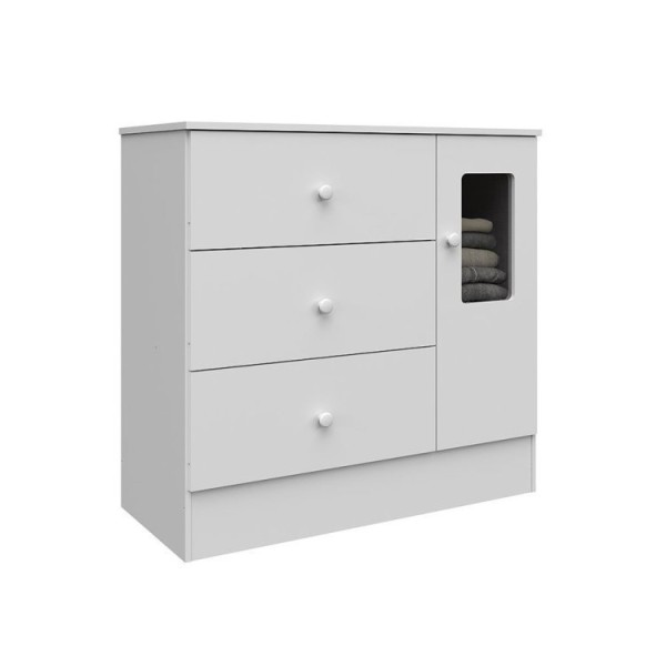 Encontraproduto.com.br - Quarto De Bebê Completo Com Guarda Roupa E Cômoda Com Janelas E Berço Americano Ben Móveis Peroba Branco Brilho