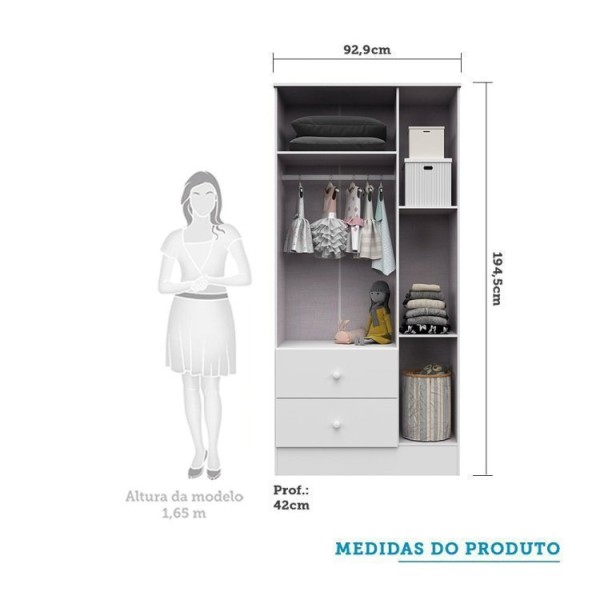 Encontraproduto.com.br - Quarto De Bebê Completo Com Guarda Roupa E Cômoda Com Janelas E Berço Americano Ben Móveis Peroba Branco Brilho