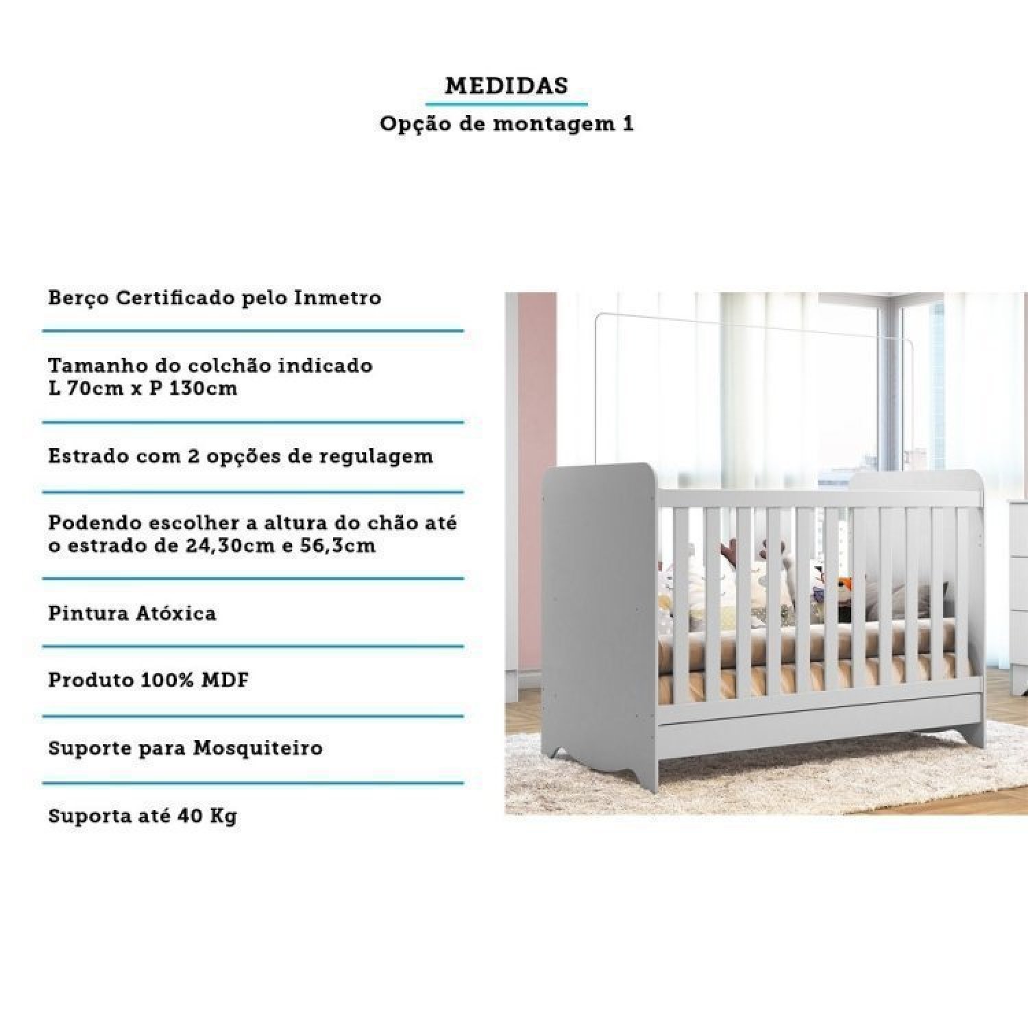 Encontraproduto.com.br - Quarto De Bebê Com Berço Americano 3 Em 1 E Guarda Roupa 3 Portas Com Janela Ben Móveis Peroba Branco Brilho