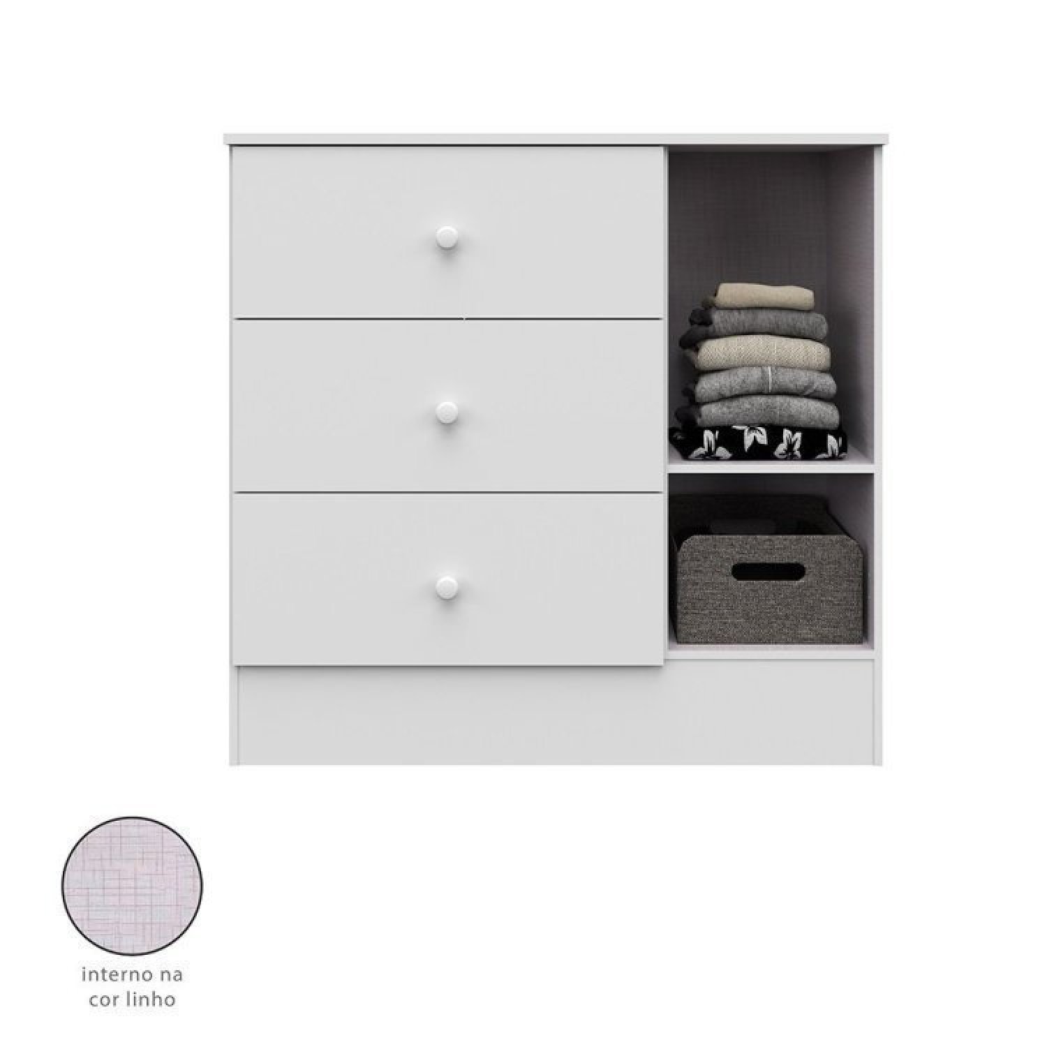 Encontraproduto.com.br - Quarto De Bebê Com Berço Americano 3 Em 1 E Cômoda 1 Porta Com Janela Ben Móveis Peroba Branco Brilho