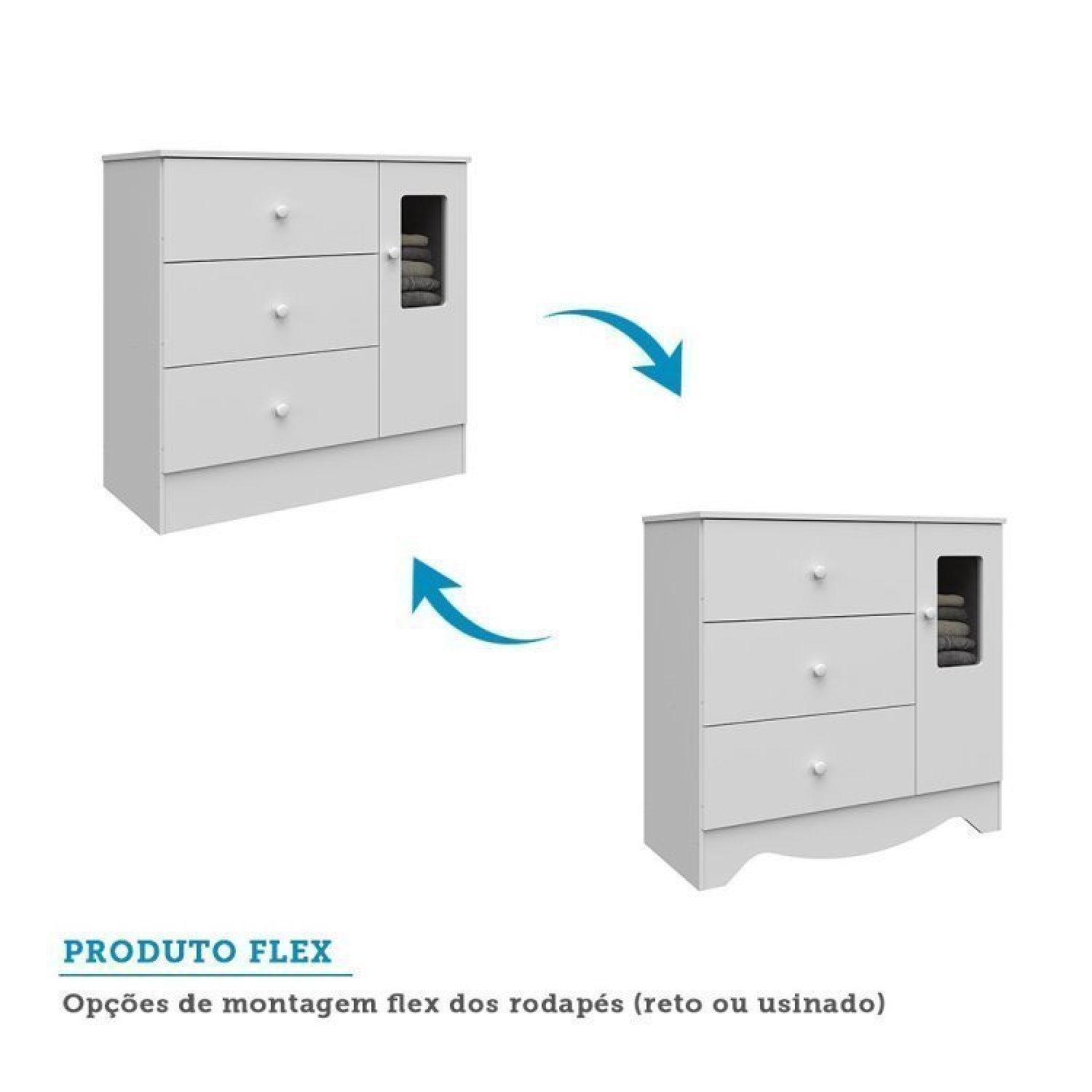 Encontraproduto.com.br - Quarto de Bebê com Berço Americano 3 em 1 e Cômoda 1 Porta com Janela Pirueta Espresso Móveis Branco Brilho