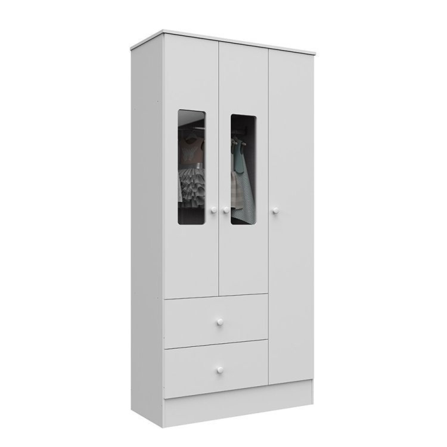 Encontraproduto.com.br - Quarto de Bebê com Berço Americano 3 em 1 e Guarda Roupa 3 Portas com Janela Pirueta Espresso Móveis Branco Brilho