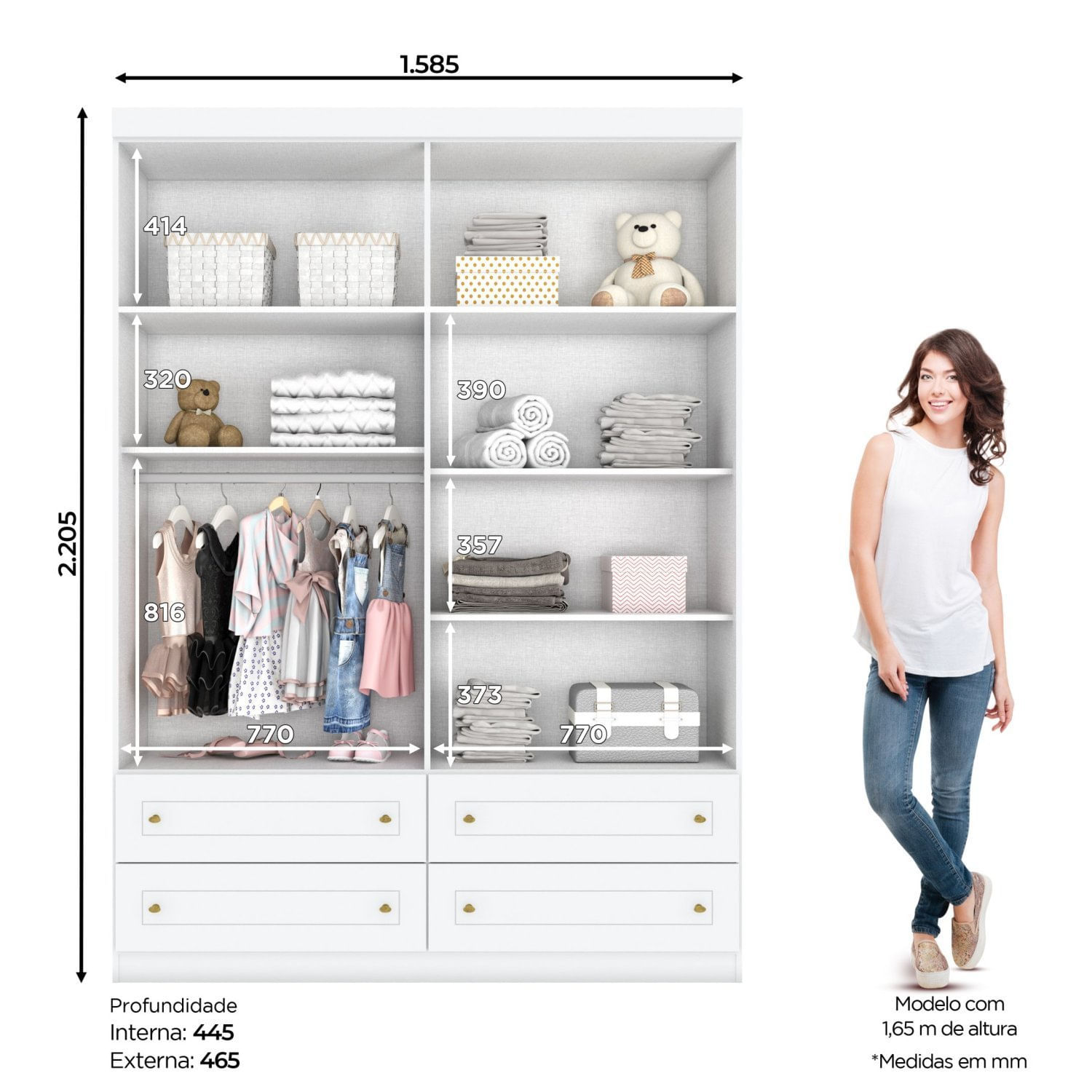 Encontraproduto.com.br - Quarto de Bebê Completo com Berço e Guarda Roupa Nova York Espresso Móveis Branco HP