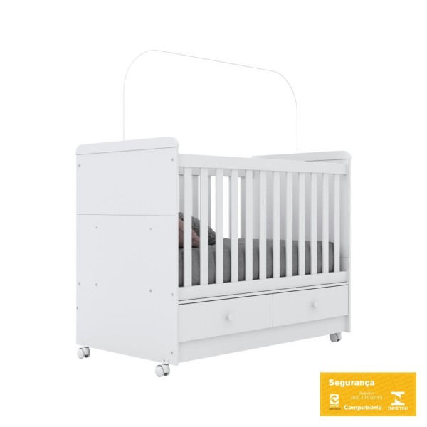 Encontraproduto.com.br - Quarto de Bebê Compacto com Berço e Guarda Roupas Bolinha de Sabão Espresso Móveis Branco
