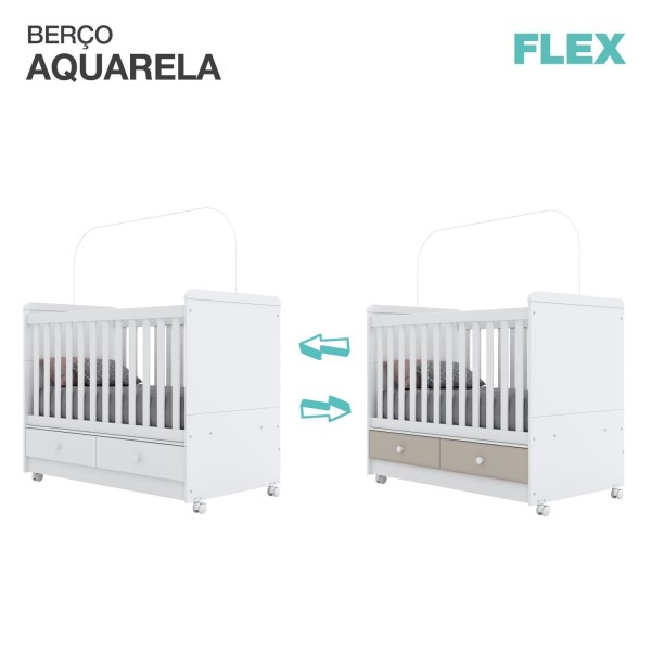 Encontraproduto.com.br - Quarto de Bebê Compacto com Berço e Guarda Roupas Bolinha de Sabão Espresso Móveis Branco