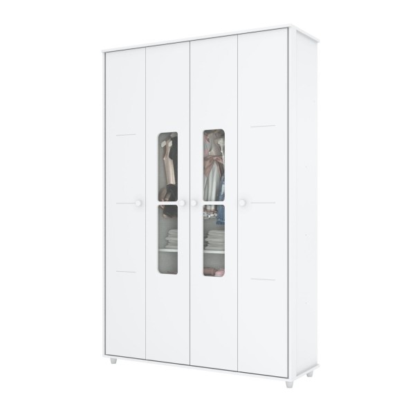 Encontraproduto.com.br - Quarto de Bebê Compacto com Berço e Guarda Roupas Bolinha de Sabão Espresso Móveis Branco