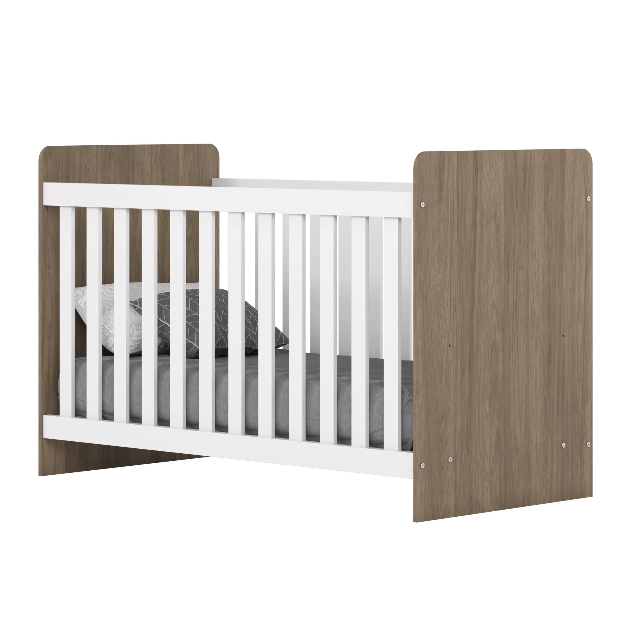 Encontraproduto.com.br - Quarto de Bebê Compacto com Berço e Guarda Roupa Sonho Encantado Espresso Móveis Rústico/Branco