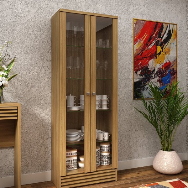Encontraproduto.com.br - Cristaleira Com 2 Portas Em Vidro Cr6002 Natural