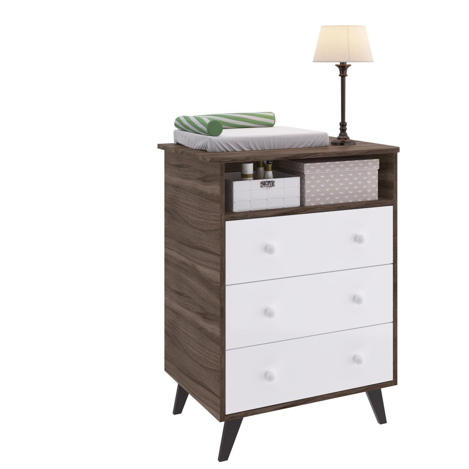Encontraproduto.com.br - Quarto de Bebê Completo com 1 Berço 1 Comoda Panda Móveis Percasa Carvalho/Branco