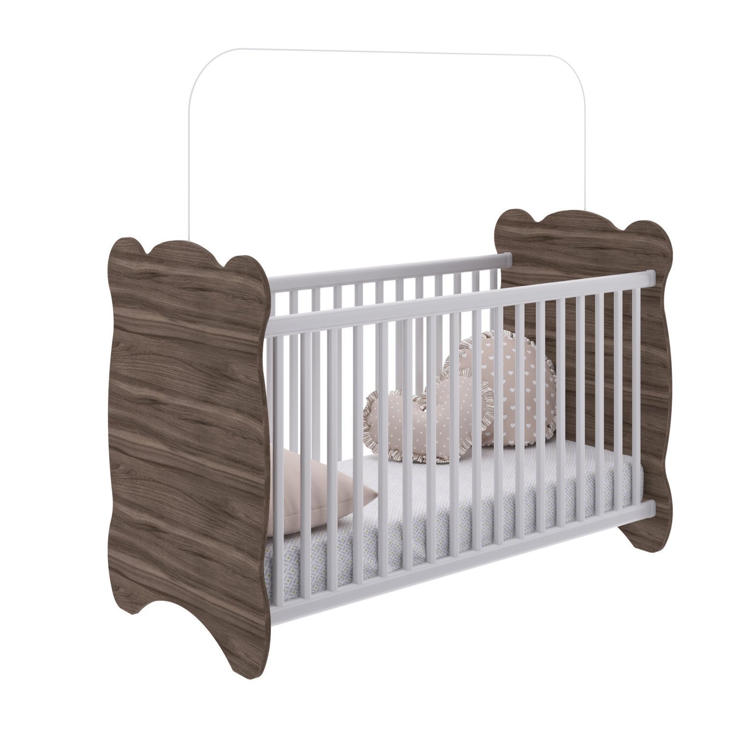 Encontraproduto.com.br - Quarto de Bebê Completo com 1 Berço 1 Comoda Panda Móveis Percasa Carvalho/Branco