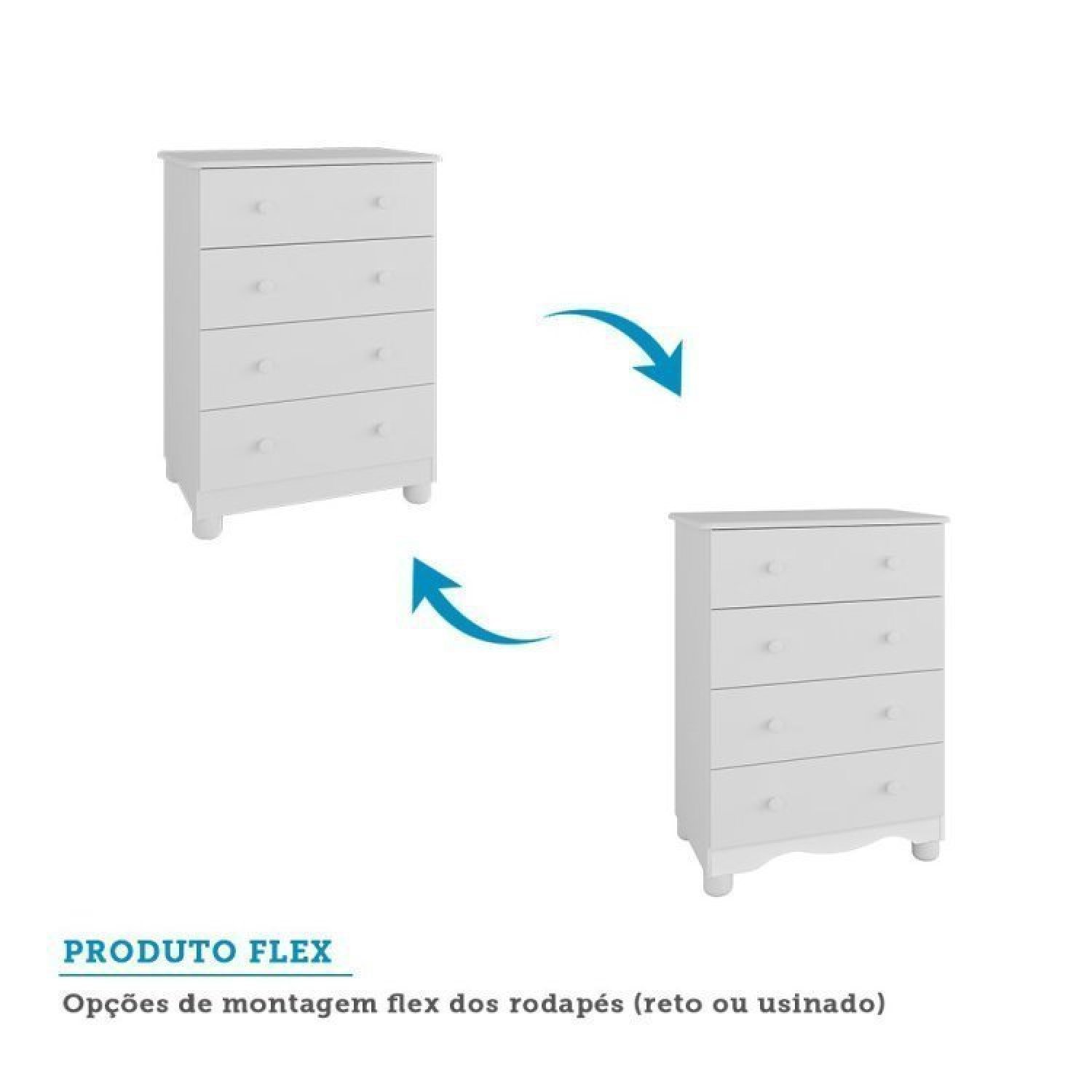 Encontraproduto.com.br - Conjunto para Quarto de Bebê com Berço 2 em 1 Cloe Cômoda 4 Gavetas Júnior Móveis Peroba Branco Brilho