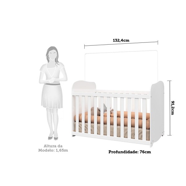 Encontraproduto.com.br - Berço Americano Simples 100% MDF Mimo Branco Brilho