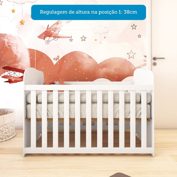 Encontraproduto.com.br - Berço Americano Simples 100% MDF Mimo Branco Brilho