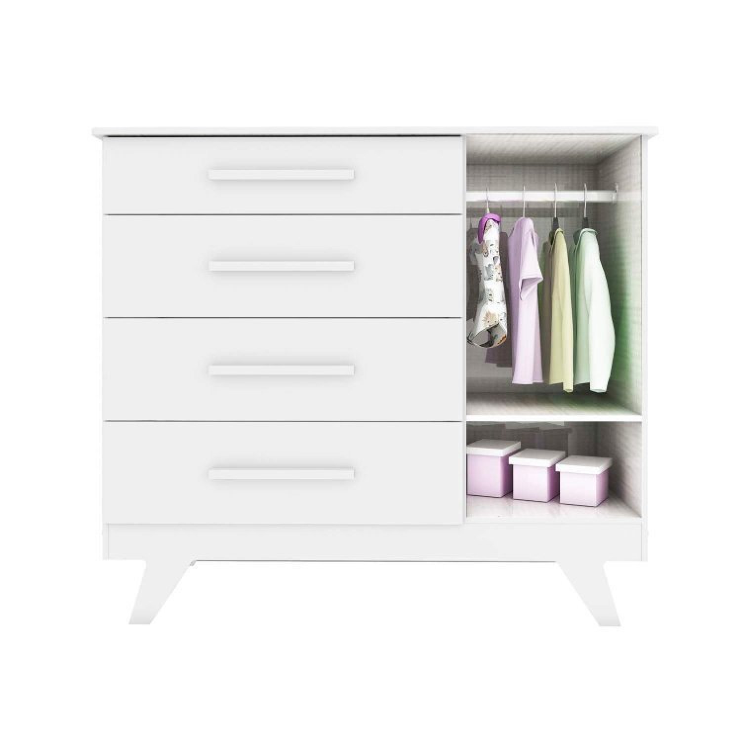 Encontraproduto.com.br - Quarto de Bebê Completo Com 1 Guarda Roupa 1 Cômoda 1 Berço 100% Mdf Kakau Espresso Móveis Branco