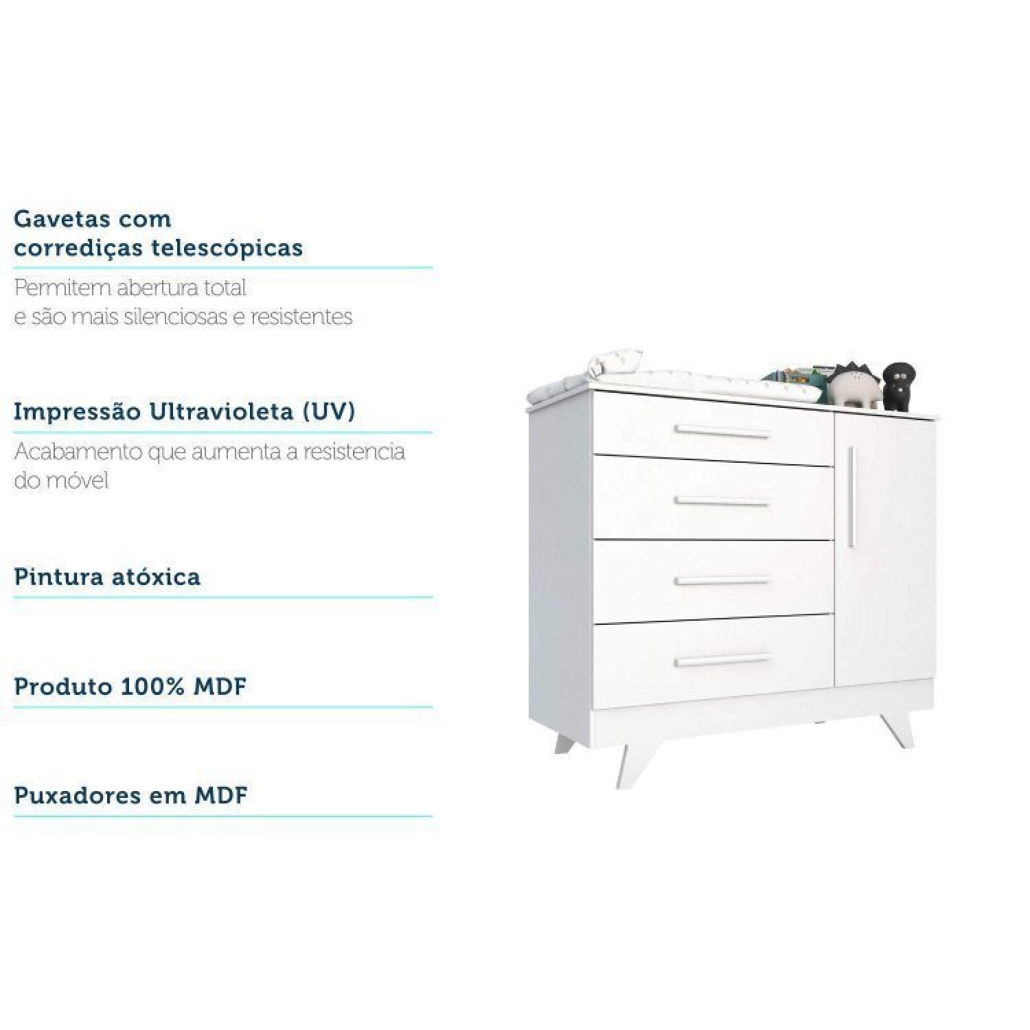 Encontraproduto.com.br - Quarto de Bebê Completo Com 1 Guarda Roupa 1 Cômoda 1 Berço 100% Mdf Kakau Espresso Móveis Branco