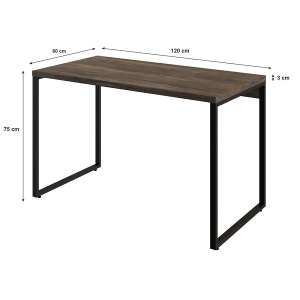 Encontraproduto.com.br - Kit Com 10 Escrivaninhas Kuadra 120Cm Estilo Industrial Compace Carvalho Dark/Preto