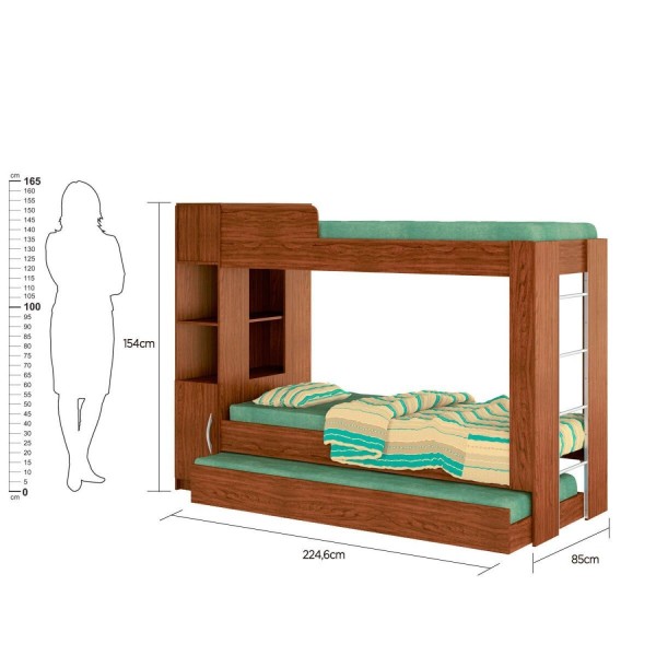 Encontraproduto.com.br - Treliche com Baú 1 Porta 2 Nichos CM-15 Ditália Móveis Diamond