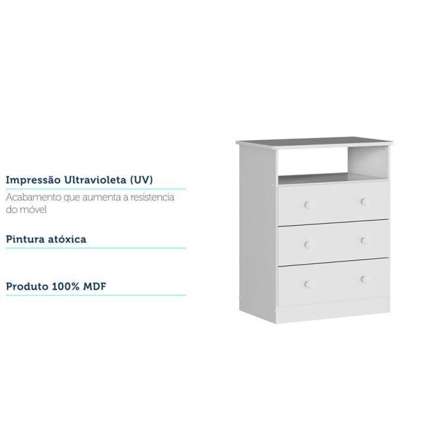 Encontraproduto.com.br - Quarto de Bebê Completo com Guarda Roupa 3 Portas Cômoda e Berço Pega-Pega 100% MDF Espresso Móveis Branco Brilho