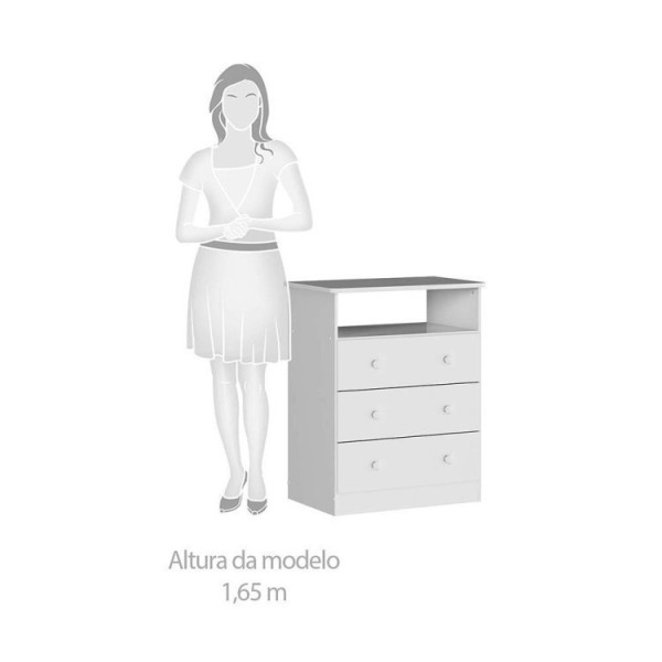 Encontraproduto.com.br - Quarto de Bebê Completo com Guarda Roupa 3 Portas Cômoda e Berço Pega-Pega 100% MDF Espresso Móveis Branco Brilho