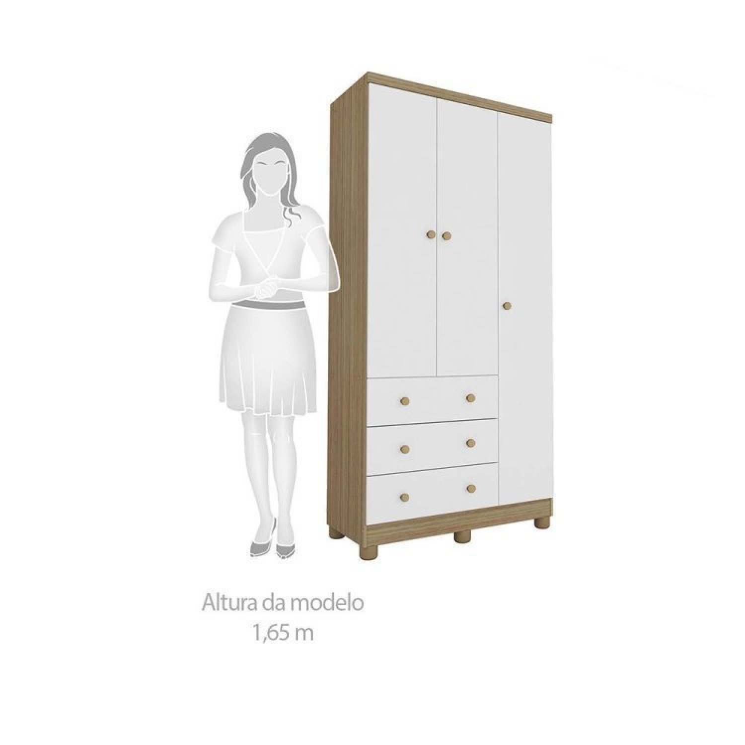 Encontraproduto.com.br - Quarto de Bebê com Guarda Roupa 3 Portas e Berço 100% MDF Pega-Pega  Espresso Móveis Branco Brilho/Carvalho