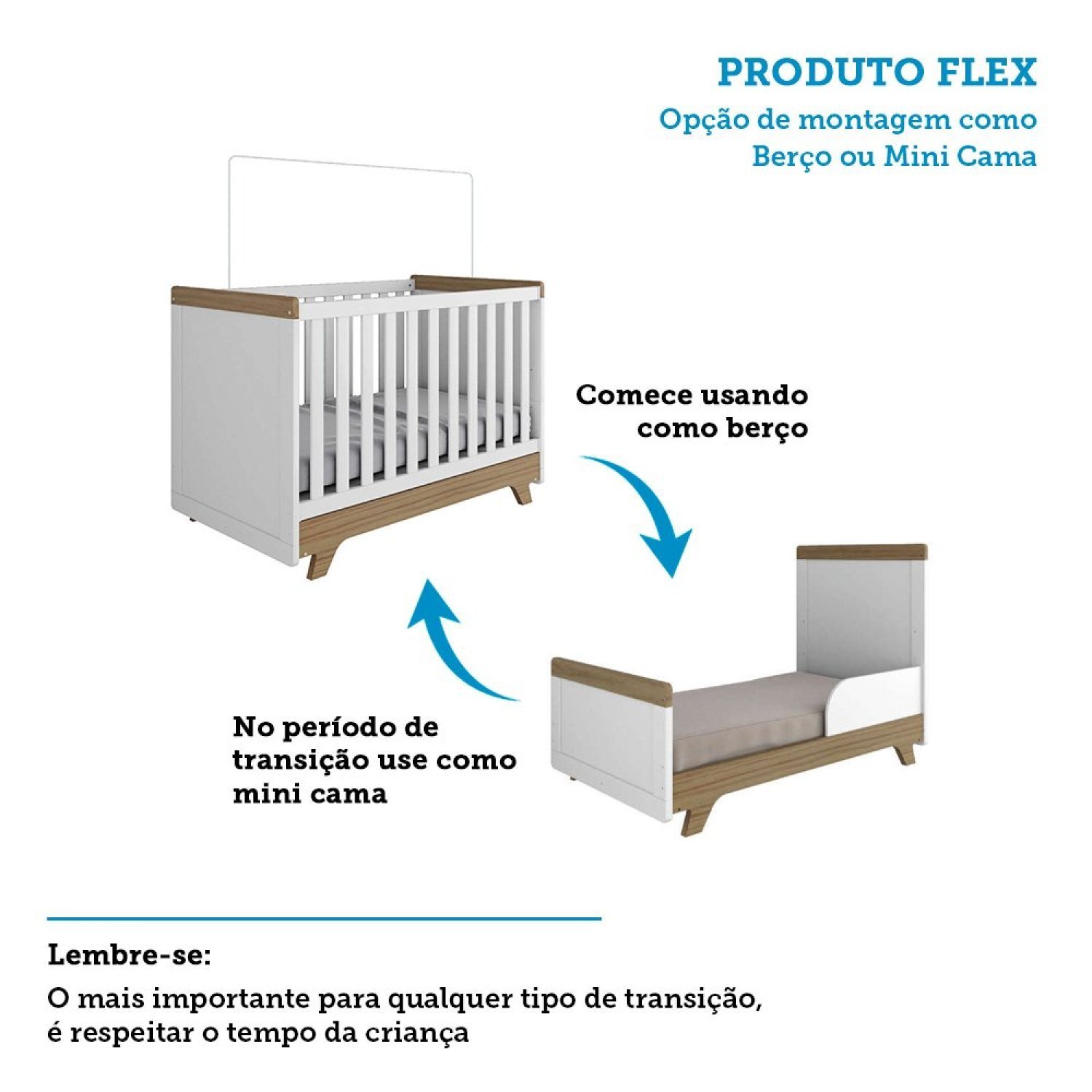 Encontraproduto.com.br - Conjunto Para Quarto de Bebê com Cômoda e Berço 100% MDF Kakau Retrô Espresso Móveis Branco/Carvalho