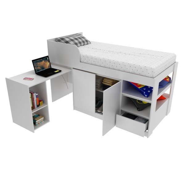 Encontraproduto.com.br - Cama Infantil Multifuncional CM8021 Amêndoa Branco