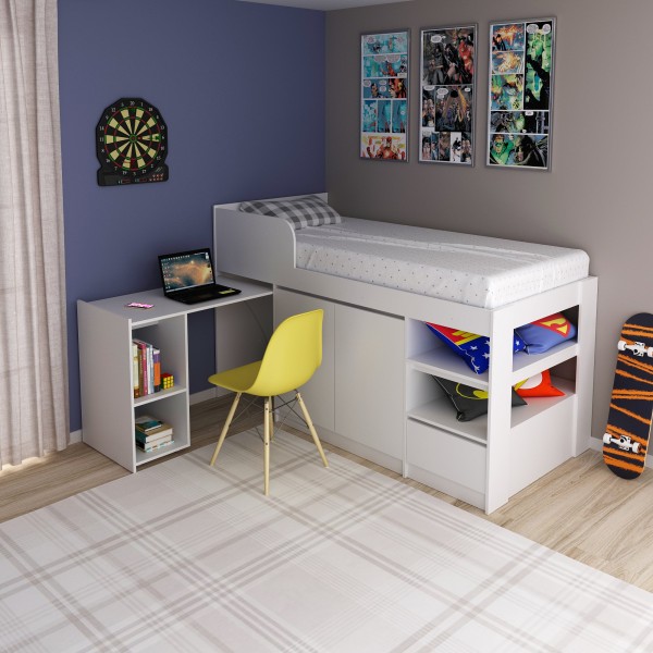 Encontraproduto.com.br - Cama Infantil Multifuncional CM8021 Amêndoa Branco