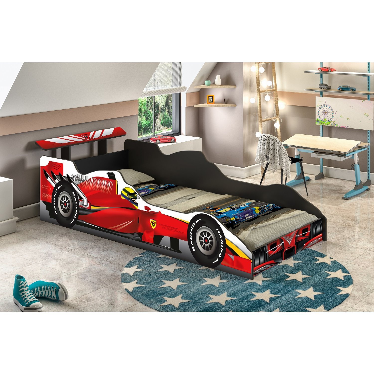 Cama Infantil Carro Fórmula 1 J&A Móveis Vermelho