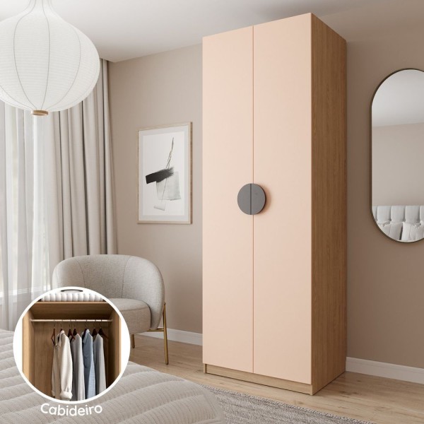 Encontraproduto.com.br - Guarda-Roupa Modulado Joy Com Cabideiro Cabecasa Madeiramadeira Salmão/Avena