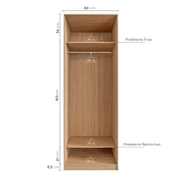 Encontraproduto.com.br - Guarda-Roupa Modulado Joy Com Cabideiro Cabecasa Madeiramadeira Salmão/Avena