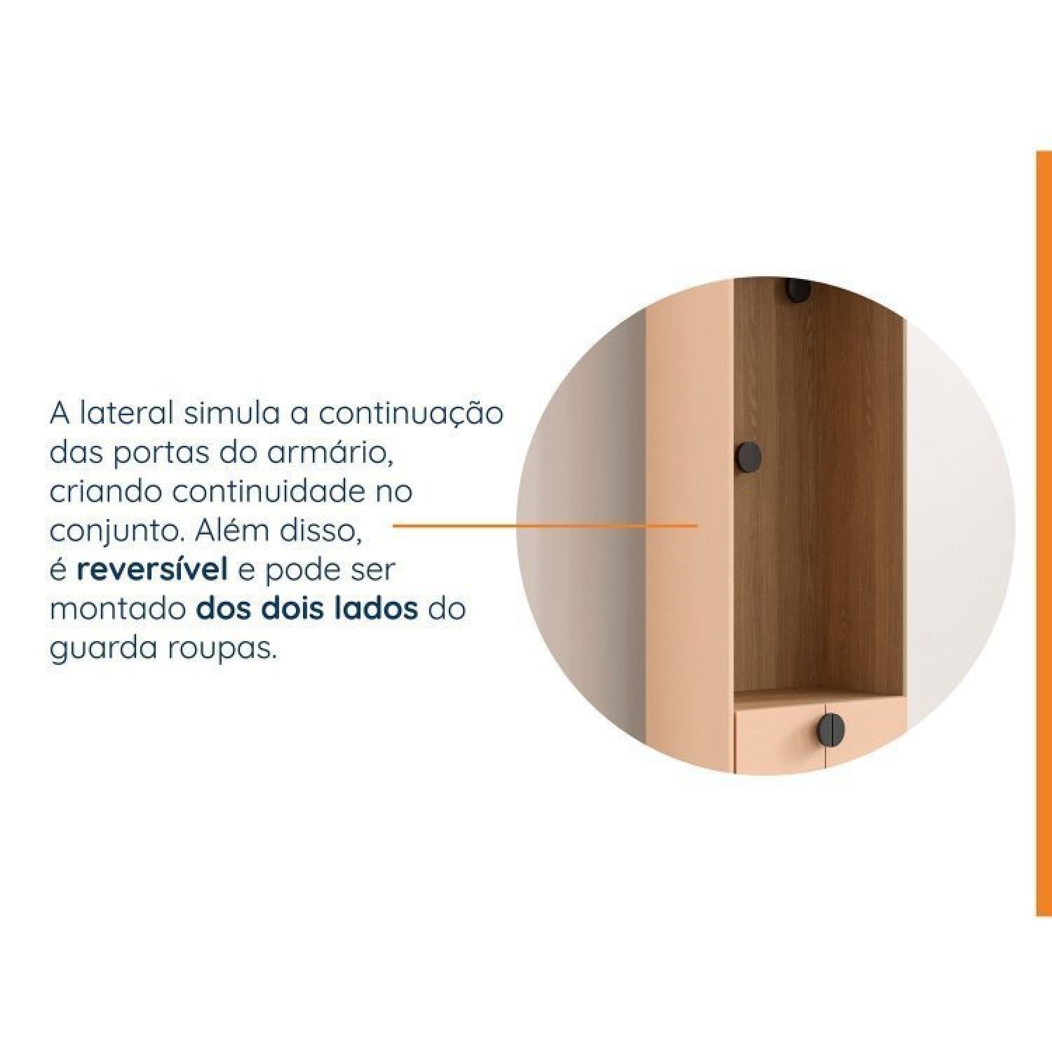 Encontraproduto.com.br - Conjunto Modulado Joy 3 Peças Cabideiros, Nicho Com 2 Gavetas E Sapateira Salmão/Avena