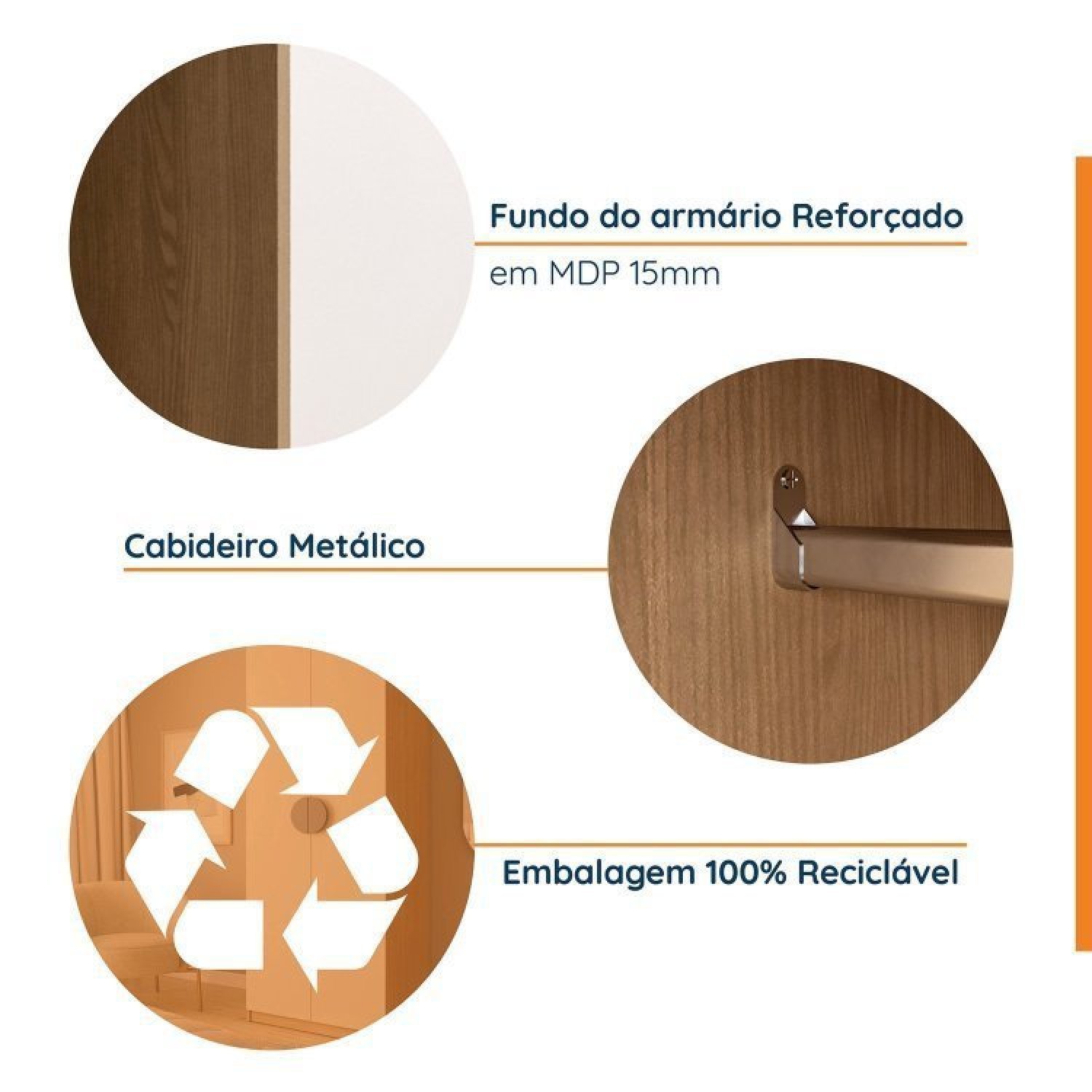 Encontraproduto.com.br - Conjunto Modulado Joy 3 Peças Cabideiros, Nicho Com 2 Gavetas E Sapateira Salmão/Avena