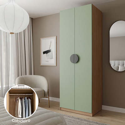 Encontraproduto.com.br - Conjunto Modulado Joy 3 Peças Cabideiros, Nicho Com 2 Gavetas E Sapateira Salmão/Avena