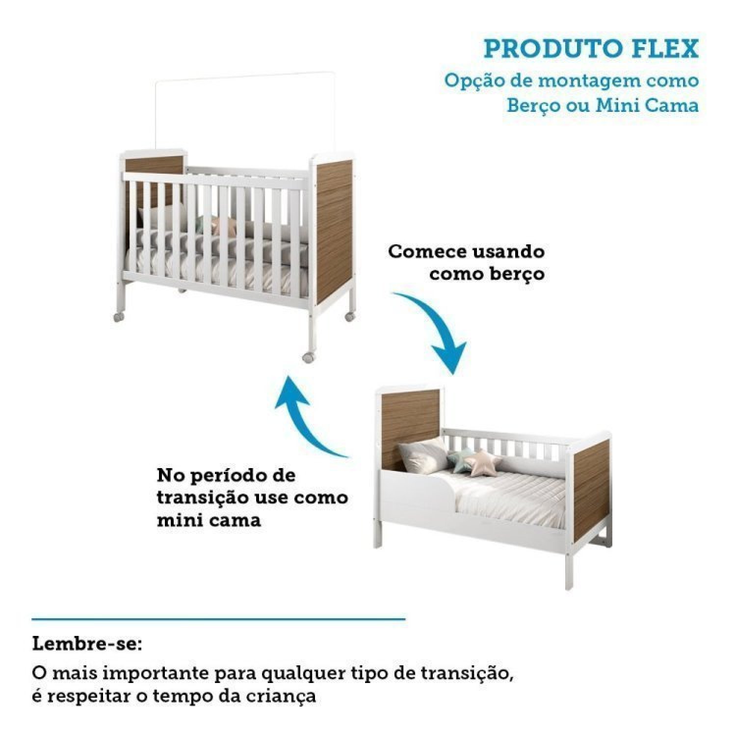 Encontraproduto.com.br - Quarto de Bebê com Berço Mini Cama 2 em 1 Cloe Guarda Roupa 4 Portas 3 Gavetas Uli Móveis Peroba Branco Brilho/Carvalho