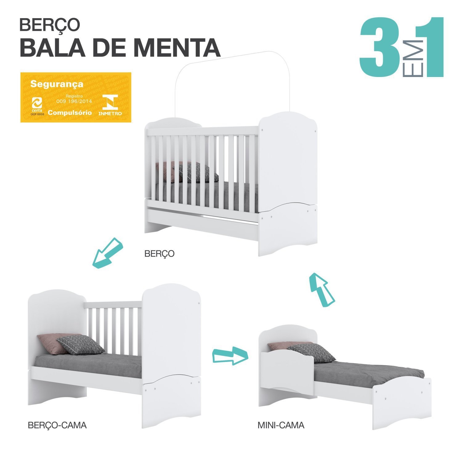 Encontraproduto.com.br - Quarto De Bebê Completo Com Berço Mini Cama E Cômoda Lápis De Cor Espresso Móveis Branco