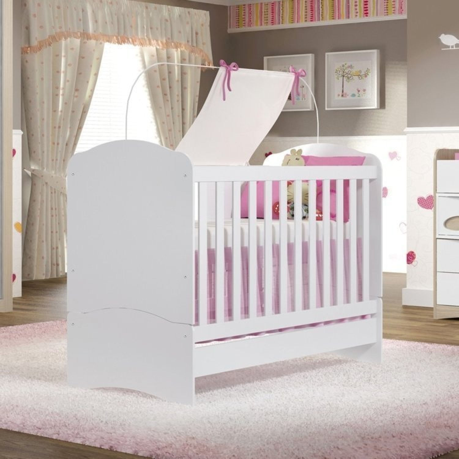 Encontraproduto.com.br - Quarto De Bebê Completo Guarda Roupa 3 Portas 2 Gavetas Com Berço 3 Em 1 Abracadabra Espresso Móveis Branco