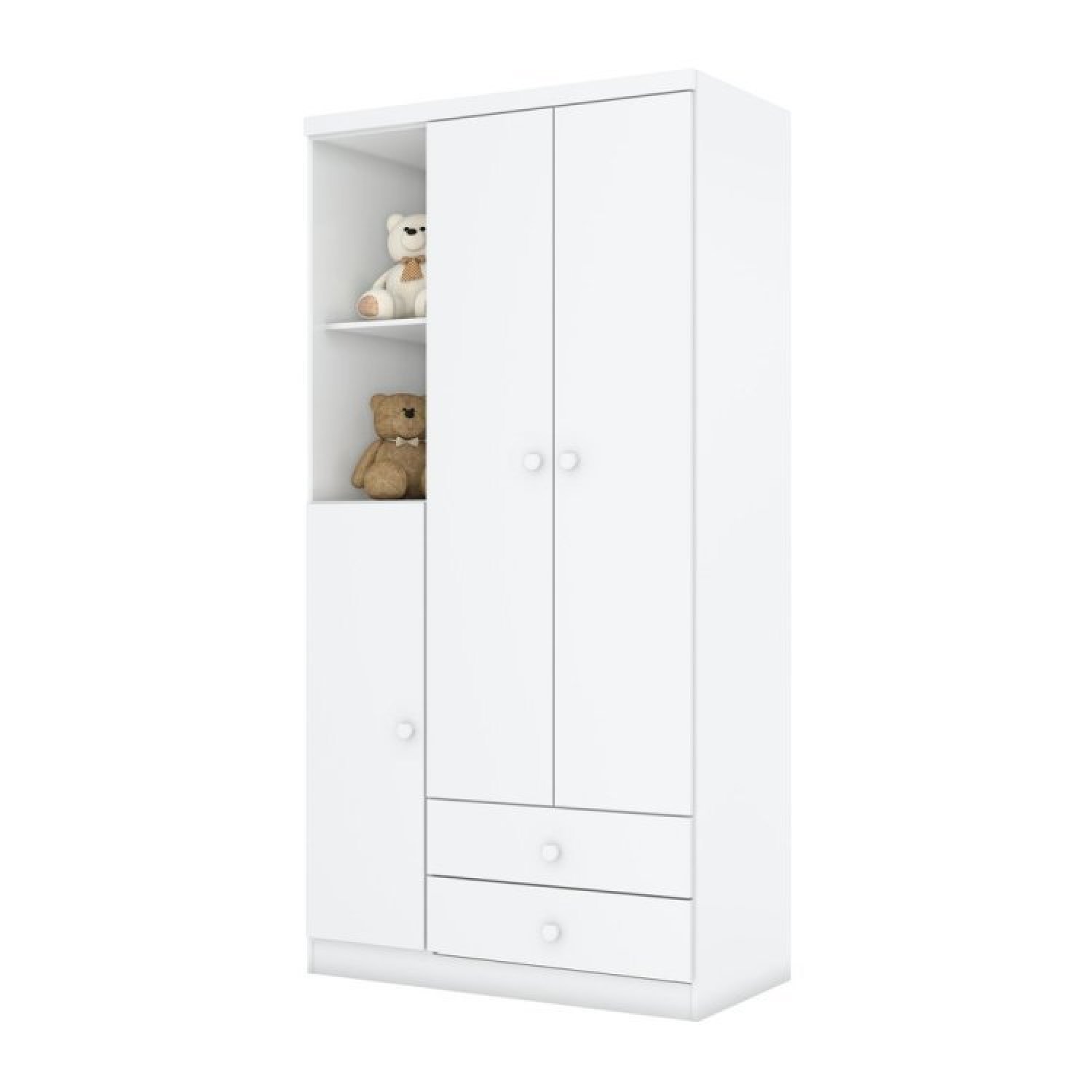 Encontraproduto.com.br - Quarto De Bebê Completo Guarda Roupa 3 Portas 2 Gavetas Com Berço 3 Em 1 Abracadabra Espresso Móveis Branco